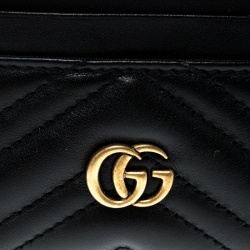 Gucci Black Matelasse Leather Marmont Card Case