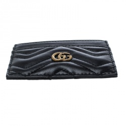 Gucci Black Matelasse Leather Marmont Card Case