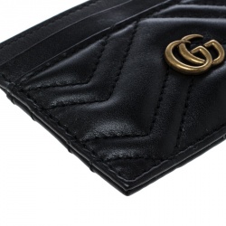 Gucci Black Matelasse Leather Marmont Card Case