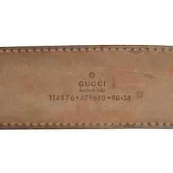 Pre Owned Gucci White Guccissima Leather Interlocking GG Buckle Belt Size 90 CM