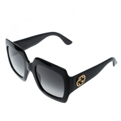 Pre Owned نظارة شمسية غوتشي كبيرة GG0053S متدرجة سوداء/ سوداء