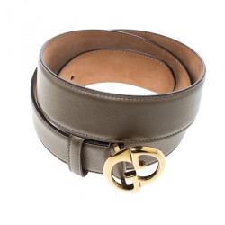 مملوكة مسبقًا Gucci Gold Leather 1973 Buckle Belt 90cm
