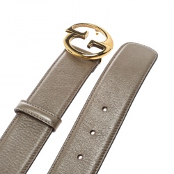 مملوكة مسبقًا Gucci Gold Leather 1973 Buckle Belt 90cm