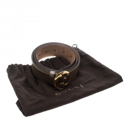 مملوكة مسبقًا Gucci Gold Leather 1973 Buckle Belt 90cm