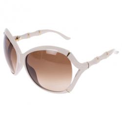 مملوكة مسبقًا Gucci Cream Bamboo Effect Oversize Square Sunglasses