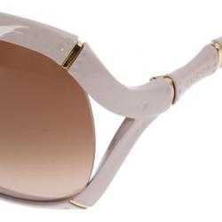 مملوكة مسبقًا Gucci Cream Bamboo Effect Oversize Square Sunglasses