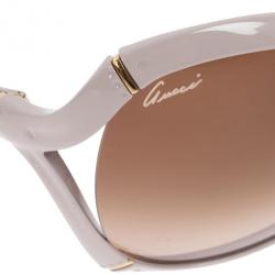 مملوكة مسبقًا Gucci Cream Bamboo Effect Oversize Square Sunglasses