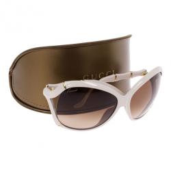 مملوكة مسبقًا Gucci Cream Bamboo Effect Oversize Square Sunglasses