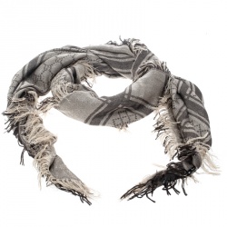 Pre Owned وشاح غوتشي صوف وحرير نمط GG بني وبيج ميتالك