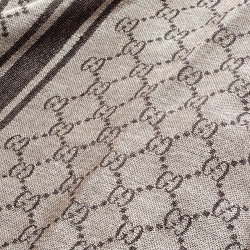 Pre Owned وشاح غوتشي صوف وحرير نمط GG بني وبيج ميتالك