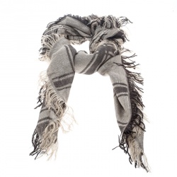 Pre Owned وشاح غوتشي صوف وحرير نمط GG بني وبيج ميتالك