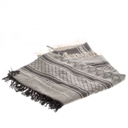 Pre Owned وشاح غوتشي صوف وحرير نمط GG بني وبيج ميتالك