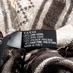 Pre Owned وشاح غوتشي صوف وحرير نمط GG بني وبيج ميتالك