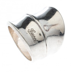 مملوكة مسبقًا Gucci Bamboo Silver Wide Band Ring Size 56