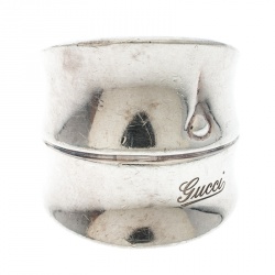 مملوكة مسبقًا Gucci Bamboo Silver Wide Band Ring Size 56