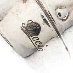 مملوكة مسبقًا Gucci Bamboo Silver Wide Band Ring Size 56