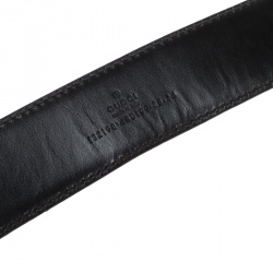 Pre Owned Gucci Brown Pebbled Leather GG Buckle Belt 85cm