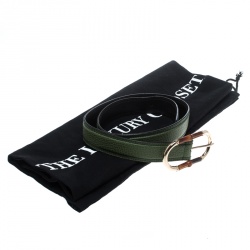 مملوكة مسبقًا Gucci Green Leather Bamboo Buckle Belt 80cm