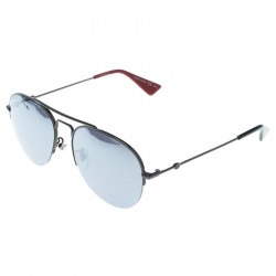 Pre Owned نظارة شمسية أفياتورز غوتشي GG0107S  روثينيام داكن/ أسود فضي عاكسة