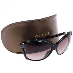 مملوكة مسبقًا Gucci Black Bamboo Effect Oversize Square Sunglasses