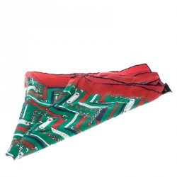 Pre Owned وشاح غوتشي مربع حرير طباعة نجوم بريدل سلسلة متعدد الالوان