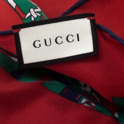 Pre Owned وشاح غوتشي مربع حرير طباعة نجوم بريدل سلسلة متعدد الالوان