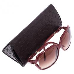 Pre Owned Gucci Red Chain Link Square Sunglasses
