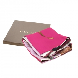 Pre Owned Gucci Multicolor Butterflies Handbags Horsebit Printed Silk Square Scarf