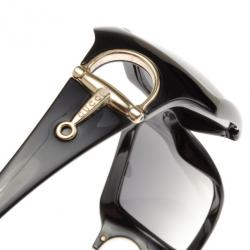 مملوكة مسبقًا Gucci Black 2562 Horsebit Rectangle Sunglasses