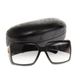 مملوكة مسبقًا Gucci Black 2562 Horsebit Rectangle Sunglasses
