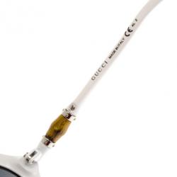 مملوكة مسبقًا Gucci White 3130 Bamboo Detail Oversize Round Sunglasses