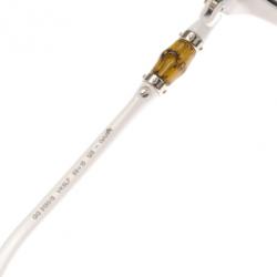 مملوكة مسبقًا Gucci White 3130 Bamboo Detail Oversize Round Sunglasses