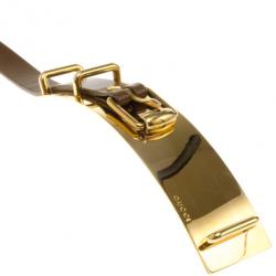 مملوكة مسبقًا Gucci Gold Plated Brown Leather Belt 90CM