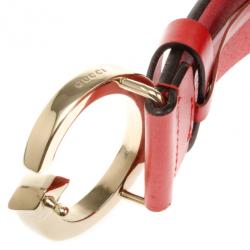 Pre Owned Gucci G Buckle Red Leather Belt 100 CM