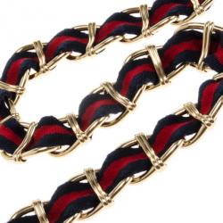Pre Owned Gucci Web Detail Chain Belt