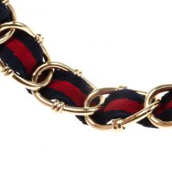 Pre Owned Gucci Web Detail Chain Belt