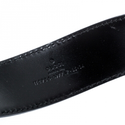 Pre Owned حزام غوتشي بإبزيم GG متشابكة جلد بنقوش غوتشيسيما أسود 95CM