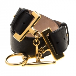 Pre Owned حزام غوتشي هورسبيت جلد أسود 70سم