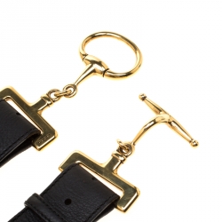 Pre Owned حزام غوتشي هورسبيت جلد أسود 70سم