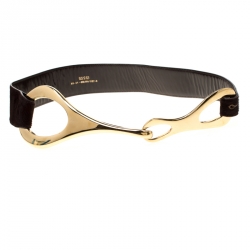 Pre Owned Gucci Brown Calfhair Buckle Belt Size 85CM