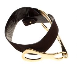 Pre Owned Gucci Brown Calfhair Buckle Belt Size 85CM