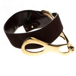Pre Owned Gucci Brown Calfhair Buckle Belt Size 85CM