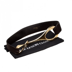 Pre Owned Gucci Brown Calfhair Buckle Belt Size 85CM