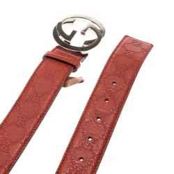 مملوكة مسبقًا Gucci Copper Guccissima Leather Interlocking GG Buckle Belt 100CM