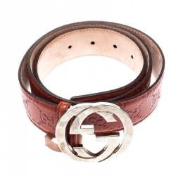 مملوكة مسبقًا Gucci Copper Guccissima Leather Interlocking GG Buckle Belt 100CM