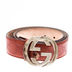 مملوكة مسبقًا Gucci Copper Guccissima Leather Interlocking GG Buckle Belt 100CM