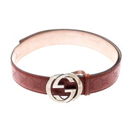 Gucci Copper Guccissima Leather Interlocking GG Buckle Belt 100CM