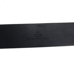 مملوكة مسبقًا Gucci Black Leather Heart Crest Buckle Belt 85 CM