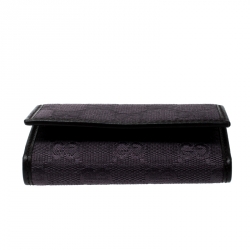Pre Owned Gucci Lilac/Black GG Canvas and Leather 6 Key Case