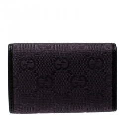 Pre Owned Gucci Lilac/Black GG Canvas and Leather 6 Key Case